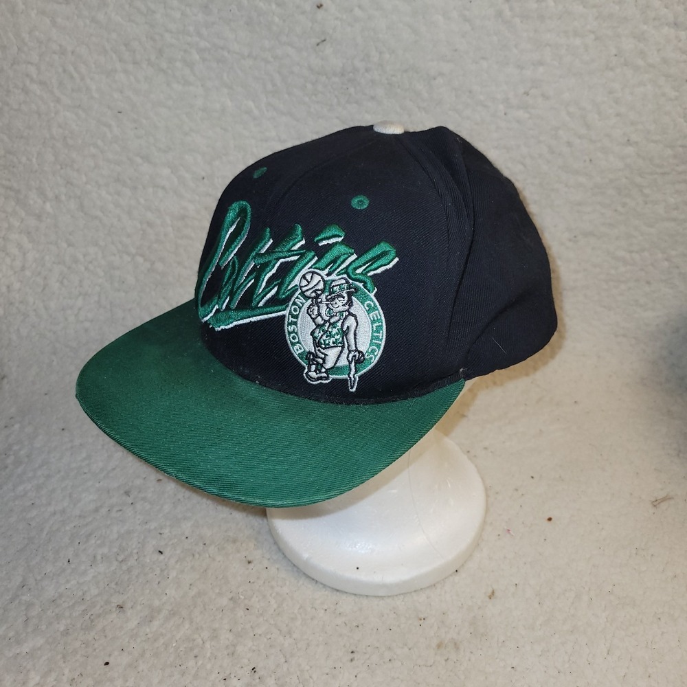 Vintage Boston Celtics Script Snapback Hat Mitchell & Ness Hardwood Classics NBA